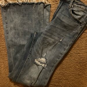 Risen Flare Distressed Knee High Rise Jean